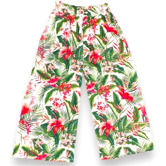 NWT Floral Tropical Palazzo Pants Size XL West Loop Wide Leg - Picture 1 of 3